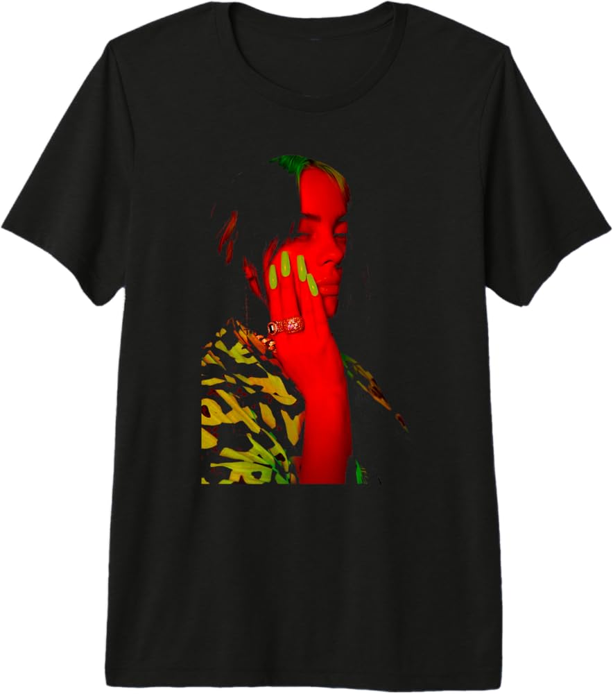 Billie Eilish/ビリー・アイリッシュ ネオンフォトTシャツ Amazon.com: Official Billie Eilish Red Photo Neon Black